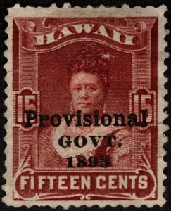Hawaii Stamp Scott # 70 - 15c Red Brown Queen Kapiolani Provisional Overprint - Picture 1 of 1