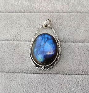 Wonderfull Pietra Labradorite 925 Argento Sterling Fatto a Mano Ciondolo X-58 - Foto 1 di 6