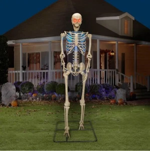 Poseable 10 Foot Skeleton with Pre-Lit Color-Changing Eyes Halloween Prop (ah) - Picture 1 of 9