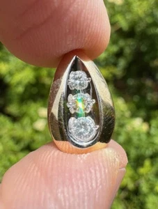 Colgante de diamantes redondos de alta calidad natural de oro amarillo macizo de 14k vintage - Imagen 1 de 7