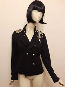 Women's military themed black jacket w/ epolettes. - Picture 1 of 8