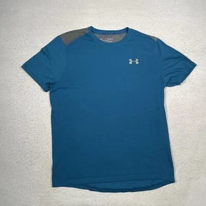 Under Armour Shirt Mens Size Medium Blue Run Heat Gear Fitted Short Sleeve Tee - Bild 1 von 7