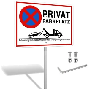 Privatparkplatz Schild, Parkverbot, mit Pfosten, Aluminium, 25x35cm, reflekti... - Bild 1 von 11