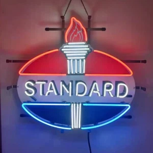 Standard Gasoline Neon Sign Light 24x20 Lamp Gas Station Store Wall Decor Art - Picture 1 of 5