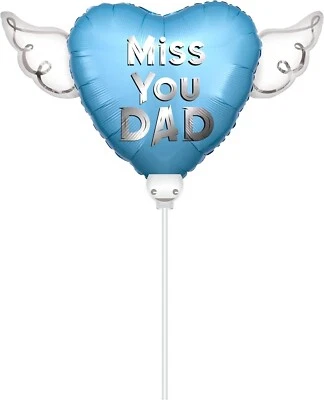 HAPPY HEAVENLY BIRTHDAY Miss You Dad Heavenly Balloons on a stick balloon heart shaped with angel