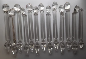 13 French Antique Crystal Chandelier Mantle Luster Spears Prisms - Picture 1 of 16