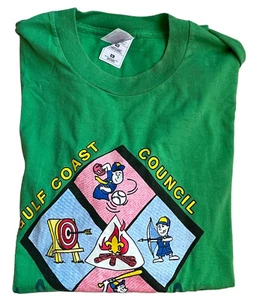 Vintage 1997 Cub Scout Day Camp Short Sleeve T-Shirt XL Gulf Coast Council Green - Picture 1 of 6