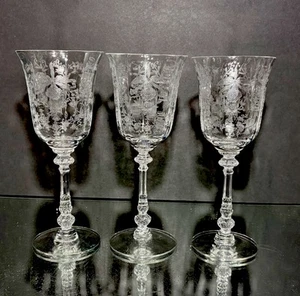 Heisey Orchid Tall Water Goblets ..Set of Six..8.25”. Appear Unused. BUY IT NOW - Picture 1 of 3