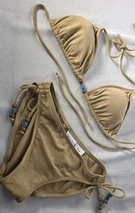 Beautiful Sand N Sun Two Piece Light Brown Soft Bathing Suit / Swimwear MED - Picture 1 of 9