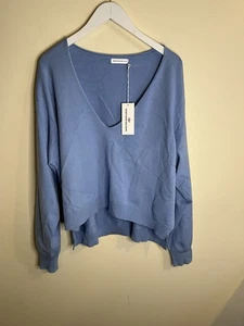 Northern Bourne Women’s Light Blue V Neck Aline Pullover Sweater Size Large NWT - Picture 1 of 7