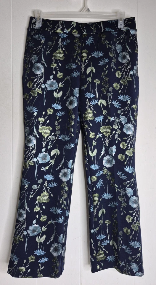  Calça bootcut Isaac Mizrahi New York floral cintura alta feminina tamanho M pequena  - Imagem 1 de 4