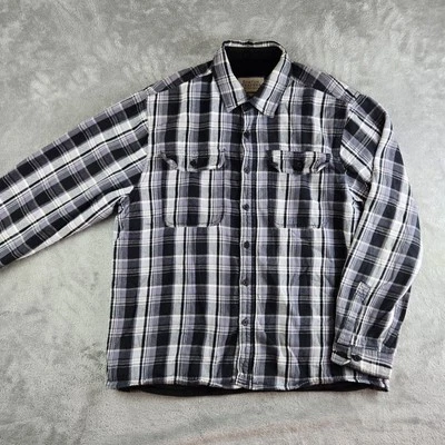 Chaqueta Camisa Boston Traders Para Hombres XL Negra Blanca Forrada de Vellón a Cuadros Foto 1 de 4