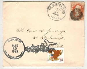 1870s ? MASSACHUSETTS NEW BEDFORD DUAL CANCEL & SEAPEX WHALING PICTORIAL - Picture 1 of 2