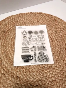 Fall Autumn Cling Stamps Leaves Pumpkin Sayings - Picture 1 of 1