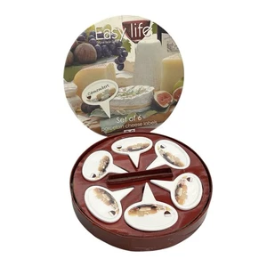 Set of 6 White Porcelain Cheese Markers / Labels (Made in Italy) – With Pen - Picture 1 of 12