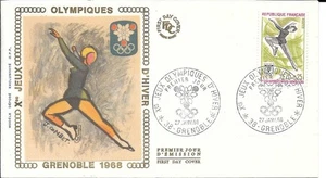FRANCE 1968 FDC 10 JEUX OLYMPIQUES D'HIVER YT 1546 - Picture 1 of 1