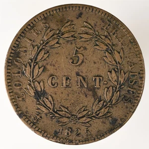 1825 A Francia (Colonias Francesas - Guinea y Senegal) 5 Céntimos (5 Céntimos) KM#10.1 - Imagen 1 de 2
