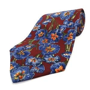 Corbata de Lujo Liberty of London Rojo Azul Estampado Floral Corbata de Seda Italiana 57" x 4" - Imagen 1 de 6