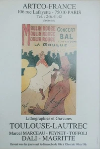 "MOULIN ROUGE / EXPOSITION TOULOUSE-LAUTREC" Affiche originale entoilée  44x63cm - Imagen 1 de 1