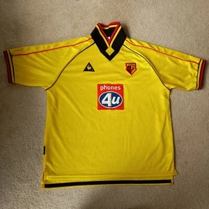 Watford FC Home Shirt 1999/2001 Mens XL Short Sleeve Le Coq Sportif Phones 4U - Picture 1 of 8
