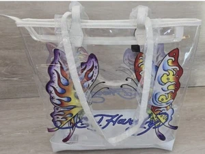 Ed Hardy Bag PURPLE BUTTERFLY Shoulder Purse Large Tote Clear NWT Concert $159 - Picture 1 of 1