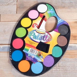 12 Watercolour Paint Set Palette & Brush Colour Large Artist Art Craft 56644 - Picture 1 of 4