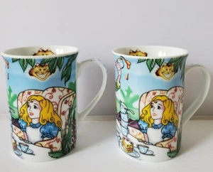 Paul Cardew's Alice In Wonderland Cafe 9 oz. Mugs 4" High Set 2010 Lot of 2 - Picture 1 of 12