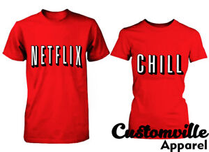 Netflix & Chill Couple Matching T shirt binge watch love friends TV Show costume