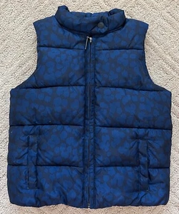 Gap Kids Zipper Polyester Puffer Vest Navy Blue / Blue Camo Like Pattern Size 5 - Picture 1 of 5