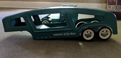 Vintage STRUCTO USA AUTO HAUL Teal Metal Car Auto Carrier Hauler Truck - Image 1 of 4