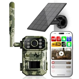 Outdoor Trail Camera 4G 2K Solar 24/7 App LIVE View Battery Wildlife Hunting - Picture 1 of 13