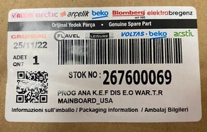 267600069 Blomberg Appliance OEM Control Board Genuine Original OEM New Genuine - Picture 1 of 1