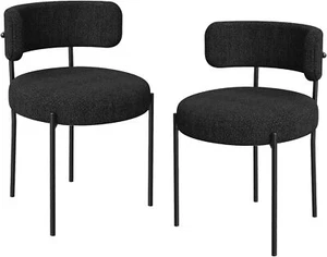 Set of 2 Boucle Fabric Kitchen Dining Chair - Picture 1 of 9