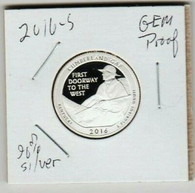 2016 S Cumberland Gap ATB Quarter Dollar SILVER Proof SCARCE Doorway West A HHS - Image 1 of 3