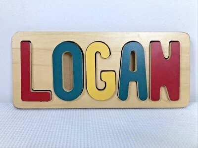 Personalized Wooden Name Puzzle Logan Kids Personalized Gift Name Puzzle GUC - Image 1 of 4