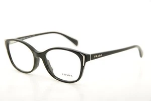 Authentic Prada VPR 13O-A 1AB-1O1 52mm Black Cat Eye Frames Glasses Italy - Picture 1 of 12