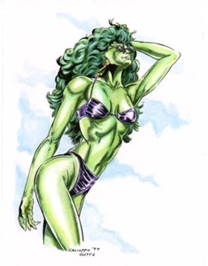 ANTHONY CACIOPPO~SEXY SHE-HULK I IMPRESIÓN FIRMADA EN COLOR~WOW! - Imagen 1 de 1