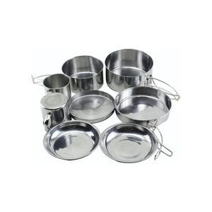 7 PIECE STAINLESS STEEL WEEKENDER COOKSET with frying pan plates mugs cook set - Picture 1 of 1