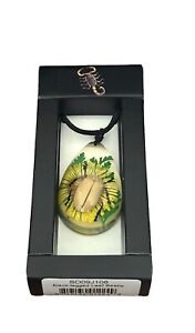 Necklace Pendant  BLACK LEGGED LEAF  BEETLE  insect - on flower-clear background