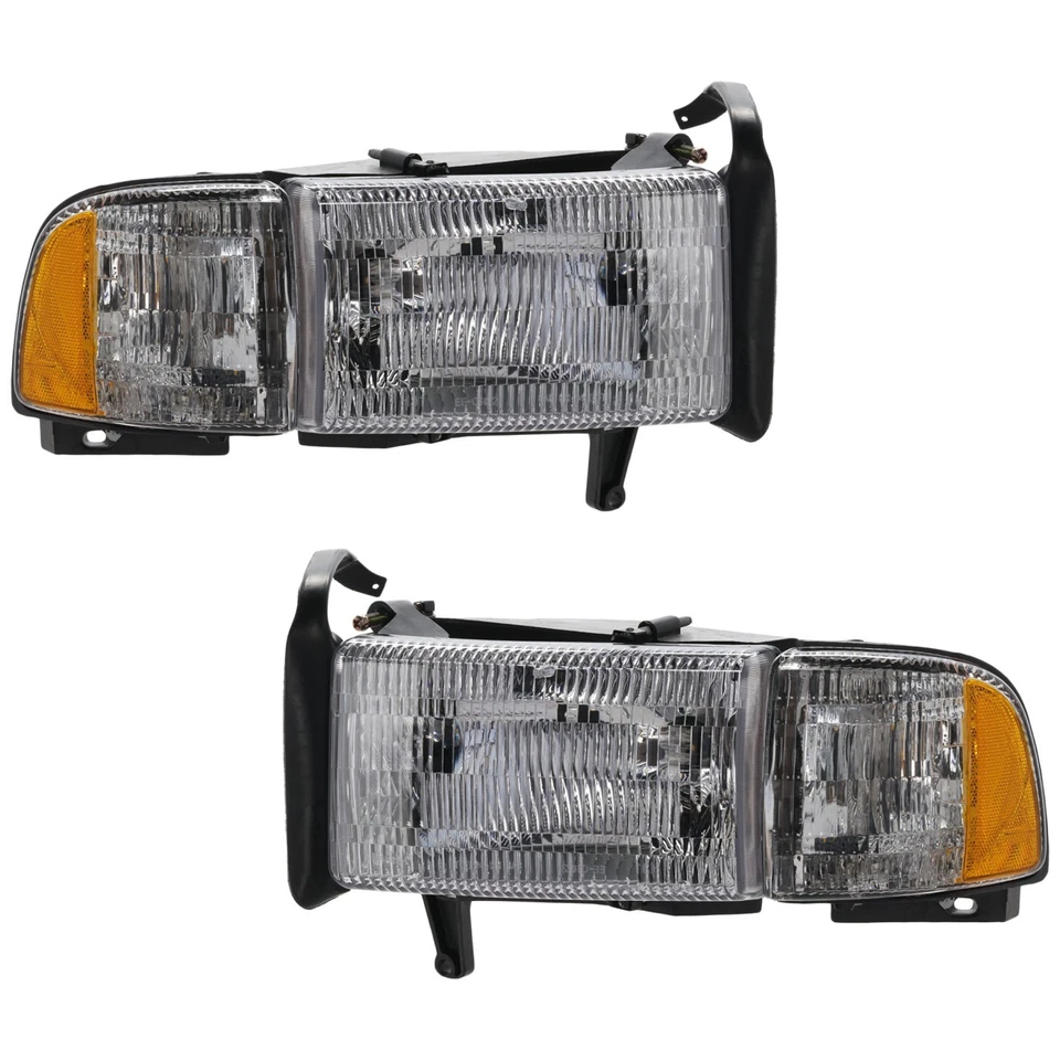 OB Headlight Set For 1994-2002 Dodge Ram 1500 Ram 2500 Ram 3500 With Corner Lig Foto 1 de 1