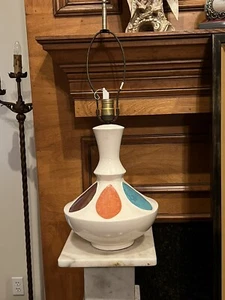Vtg Mid-century Modern Ceramic Genie Table Lamp Atomic Retro 24”-12”-10” 1950/60 - Picture 1 of 12