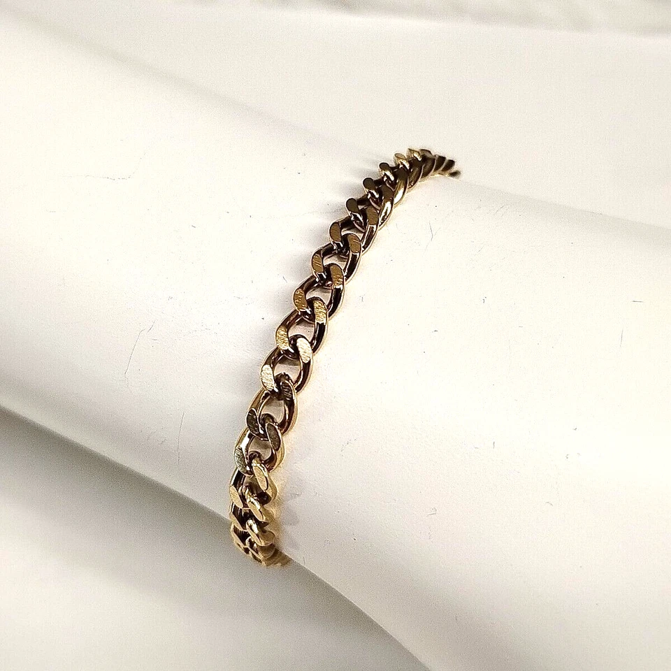 Мужской браслет с латунным покрытием кубинская цепочка позолота 7–9 дюймов - Изображение 1 из 4