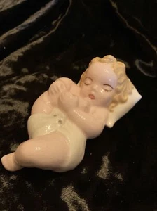 Antique Piano Baby Glazed Porcelain Germany? 5” - Picture 1 of 5