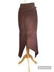Arma Women's Brown Leather Wrap Front Skirt High Low Buckle Size 10 Waist 28"
