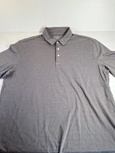 Untuckit Polo Shirt Mens XXL Gray W/Blue Stripes Golf Preppy Casual 50”c EUC! - Picture 1 of 8