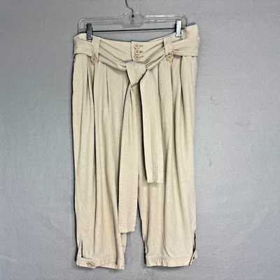 Pantalones Capri Vintage Charlotte Russe Mezcla de Lino Cinturón Talla 11 Plisados Y2K Foto 1 de 4