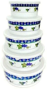 5 Pc Set Melamine Nesting Mixing Storage Bowl with Airtight Lids Asst'd patterns - Bild 1 von 10