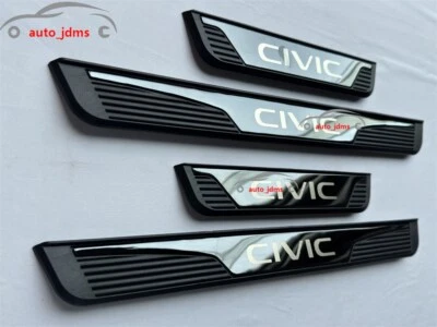 Protector de umbral de puerta para accesorios Honda Civic negros placa rasguño embellecedores X4 Foto 1 de 4