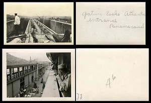 SCENES AT PANAMA CANAL & TWO ORIGINAL VINTAGE SNAPSHOT PHOTOS - Picture 1 of 1