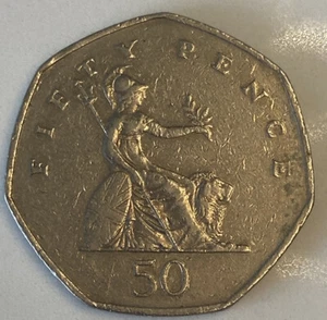 1997 50 Pence Coin Fifty Pence D.G .REG .F.D. Elizabeth II Britain UK Coins - Picture 1 of 2